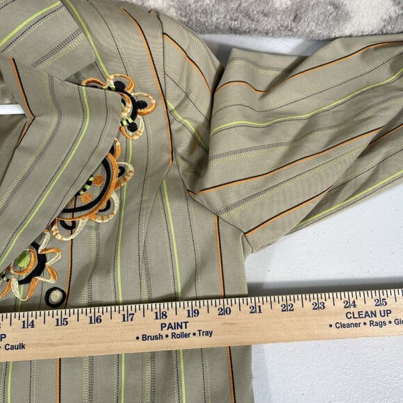 Bob Mackie Blazer Womens Size Medium Lined Embroidered Floral Striped Career - Picture 5 of 10